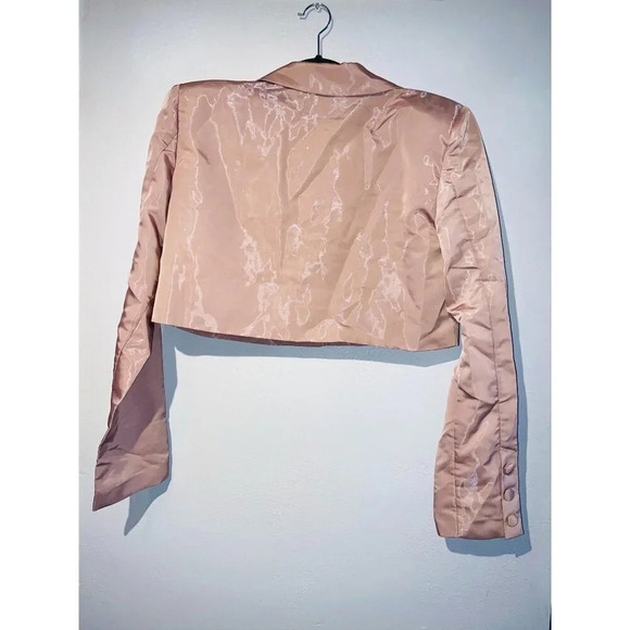 NBD Harmony Mauve Pink Cropped Ripstop Blazer Large New Womens Jacket - Picture 5 of 10